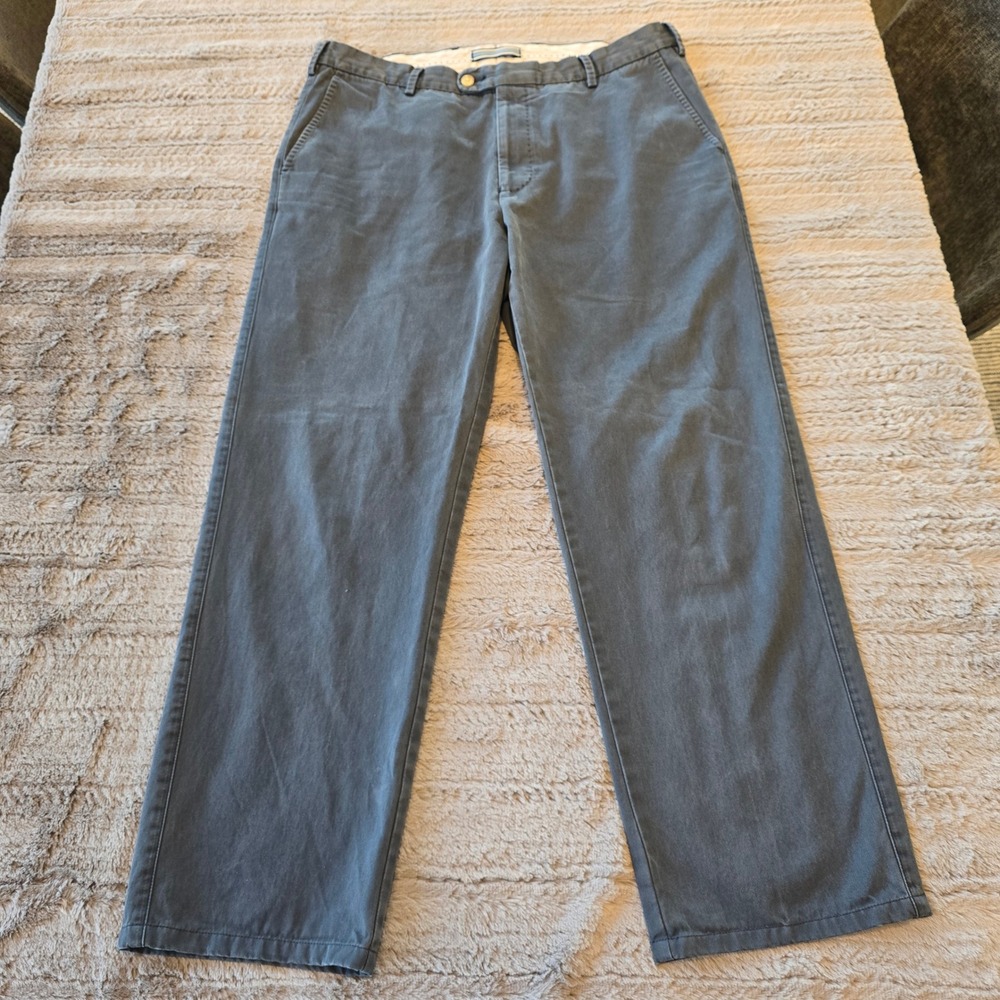 Peter Millar Mens 35 Gray 100% Pima Cotton Flat Front Chino Pants Straight Leg